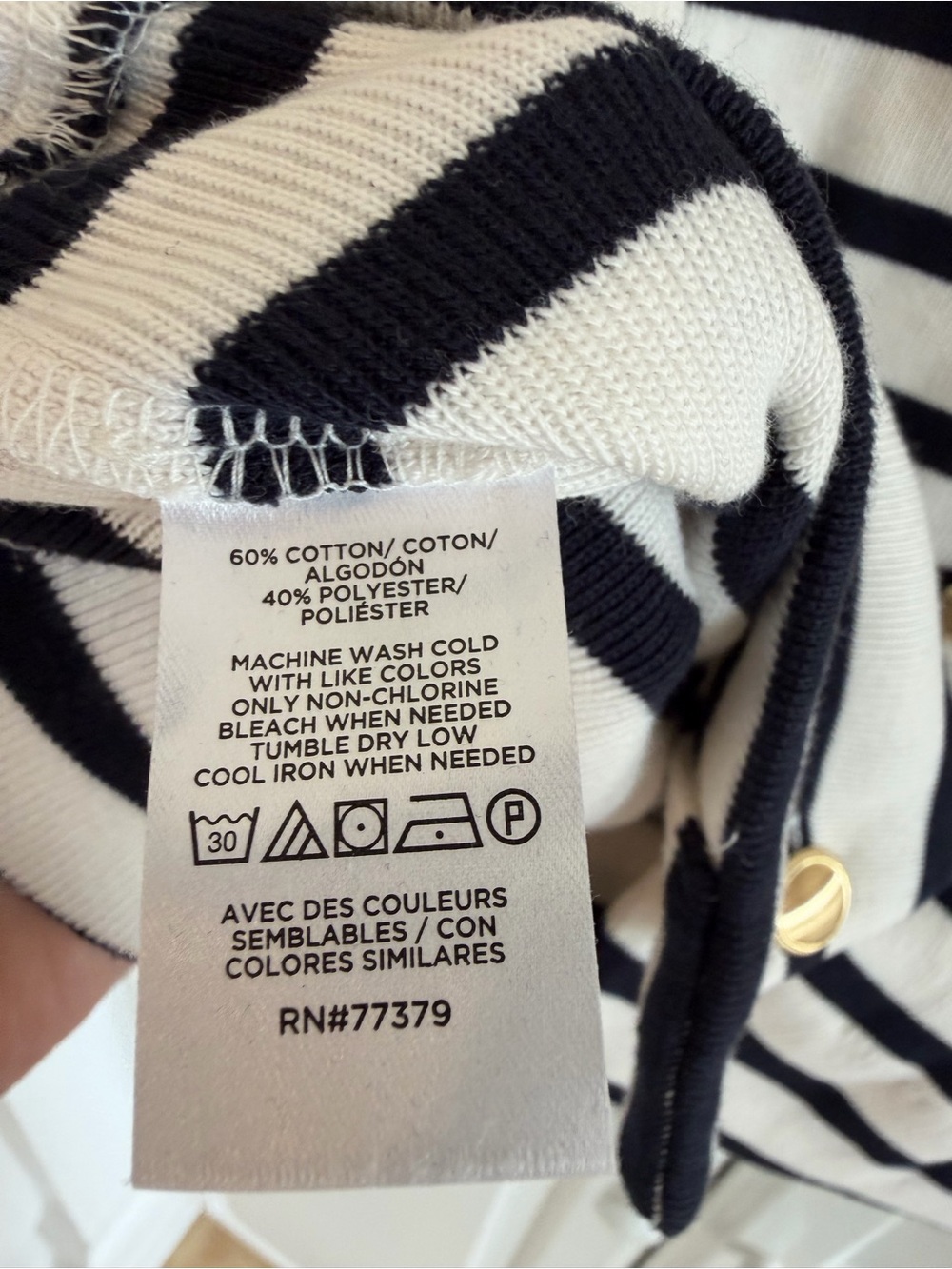 Ann Taylor Black and White Striped Crew Cardigan - Picture 5 of 5